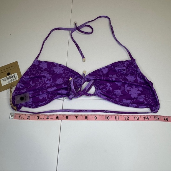 Aloe Aloe Scrunch Bikini Top XL Purple Floral Lanai | NWT - Picture 2 of 6